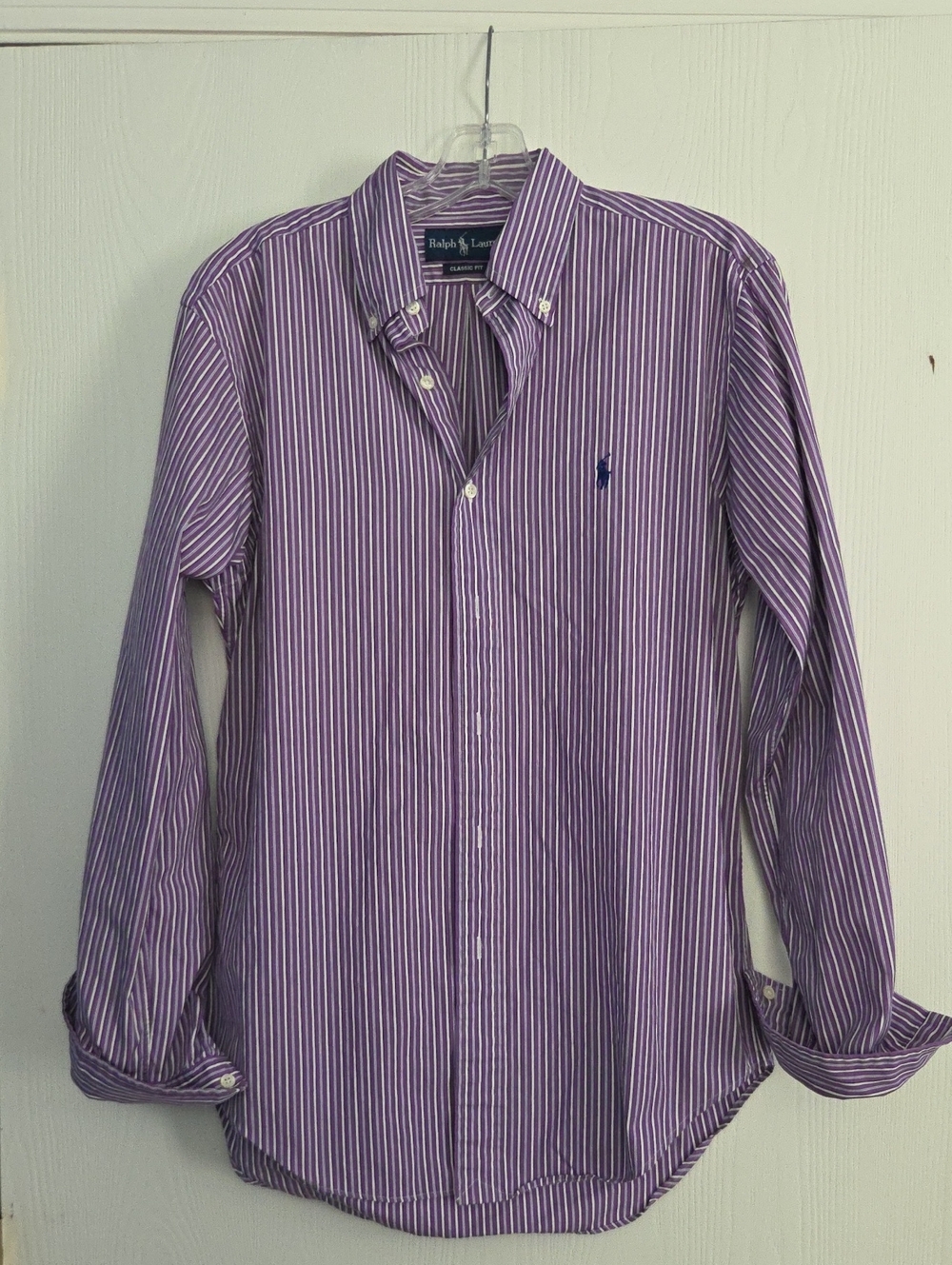 Ralph Lauren Purple & White Striped Button-Down Shirt